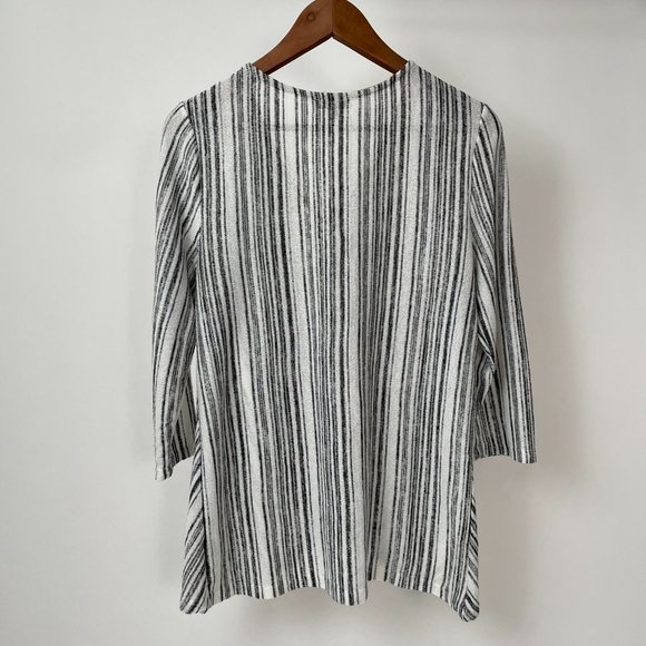 Verve Ami Black and White Stripe V Neck Sweater With Knotted Waist, Size L - Picture 5 of 6